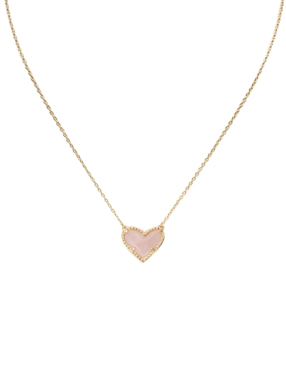 Delicate Pink Heart Pendant Necklace with Gold Finish